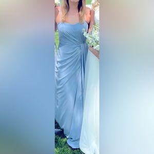 jjshouse dusty blue bridesmaid dress One Shoulder Olive Green Pleated Velvet Bridesmaid Dress  FancyVestido